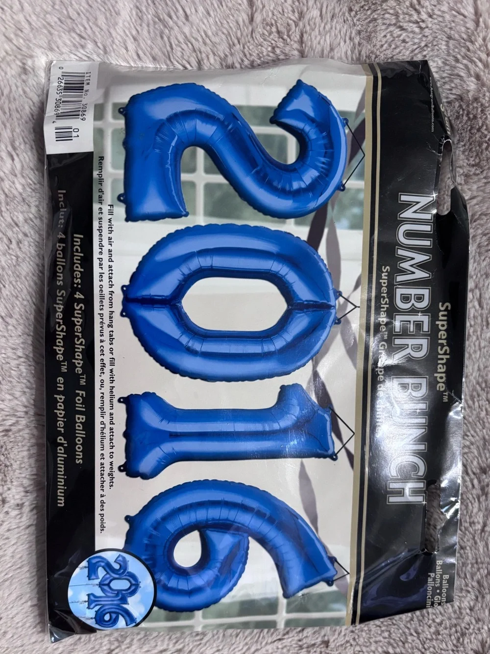 Blue Number Bunch Foil Balloons - Blue